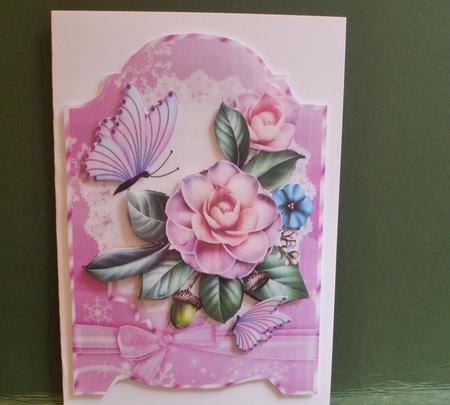 Array of Pretty Flowers and Butterflies on Lace by Christine Young