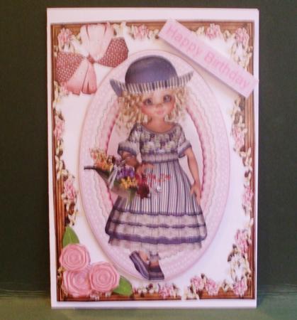 Pretty Little Miss with Her Basket of Flowers by Christine Young