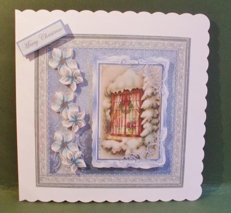 Christmas Window Card with Decoupage by Christine Young