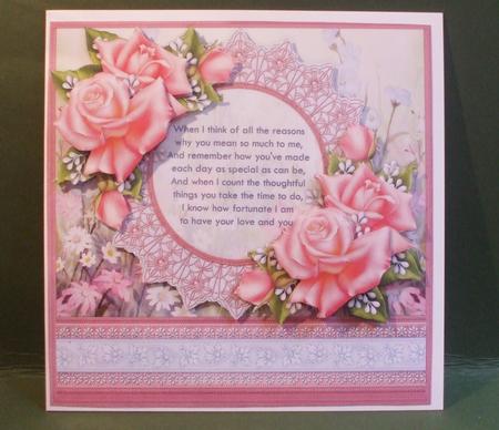 Pink Roses with Verse 8x8 Mini Kit & Decoupage by Christine Young