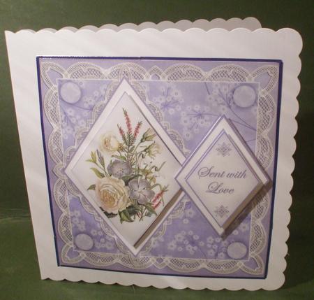 Blue Bouquet Sent with Love 7in Double Diamond Topper by Christine Young