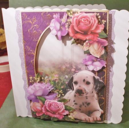 Dalmation Puppy & Beautiful Roses by Christine Young