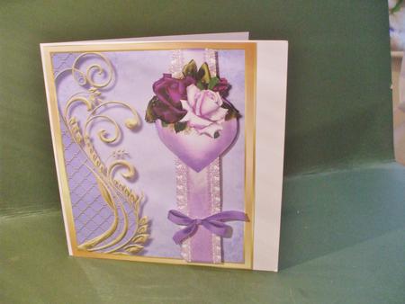 Beautiful Heart with Roses on a Lace Ribbon , Lilac  by Christine Young