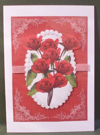 Bouquet of Red Roses in Pearl Frame A4 by Christine Young