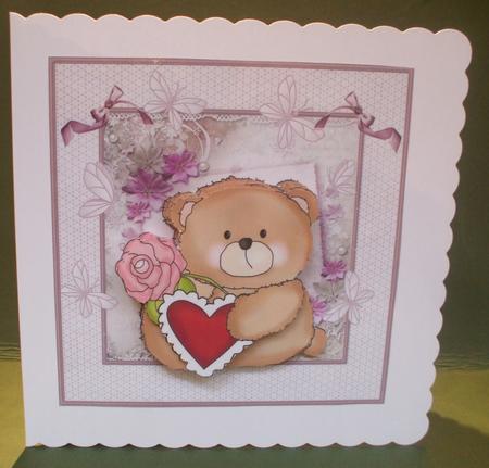 Teddy Bear Rose and Heart Mini Kit by Christine Young