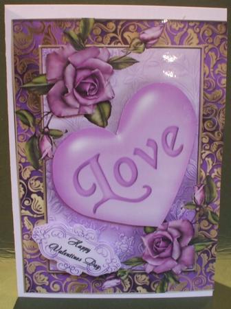 Beautiful Purple Roses with Lilac Love Heart by Christine Young