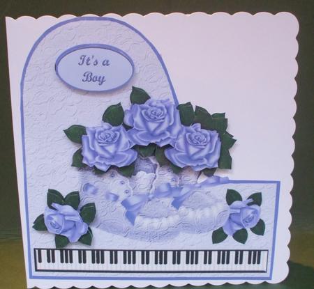 Baby Boy Piano Card Front by Christine Young