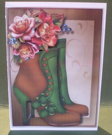 Beautiful Tan and Green Buckle Boots and Autumn Roses by Christine Young