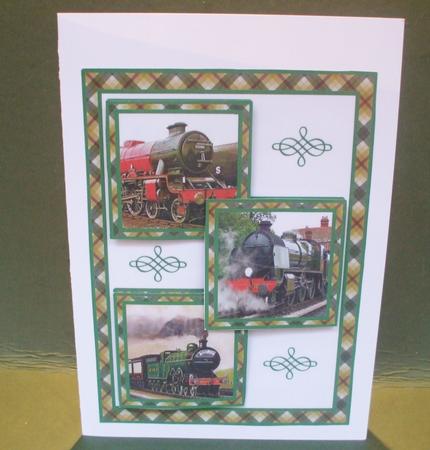 Three Squares - Steam Trains by Christine Young