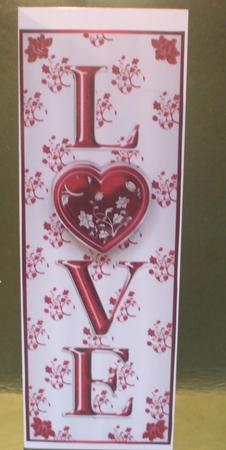 Valentine Love Large Tall Dl Card Front with 3D Heart by Christine Young