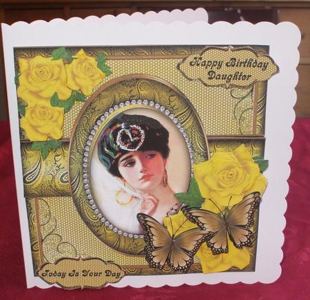 Pin-up Cameo Yellow and Gold 8x8 by Christine Young