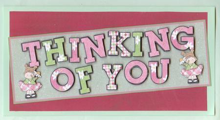 Cute Girl Holding a Daisy Thinking of You Large Dl Card by Christine Dixon