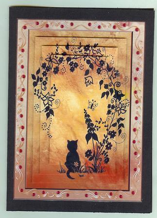 Cat on Gold Marble Decoupage Step by Step Kit by Christine Dixon