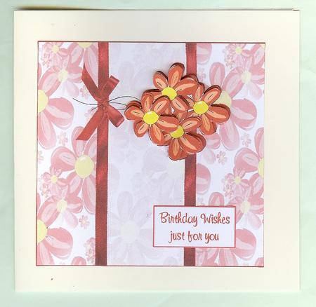 6x6 Inch Reddidy Red Flower Card Topper & Step by Step by Christine Dixon