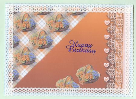 Burnt Orange Hearts & Lace Backing Paper by Christine Dixon