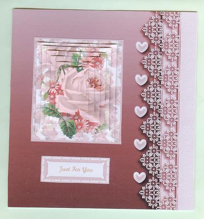 Dusty Rose Hearts & Lace Backing Paper by Christine Dixon