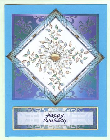 Daisy with Aqua Glass Leaves Cut and Fold by Christine Dixon