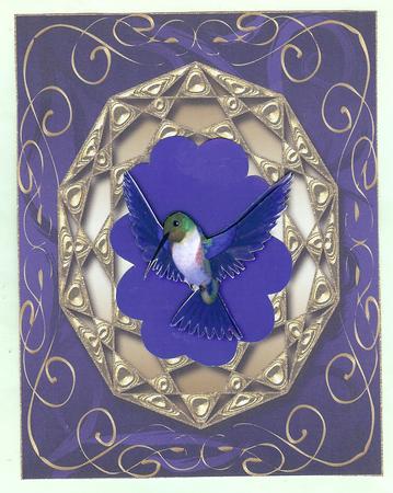 Pretty Blue Humming Bird with Flowers by Christine Dixon