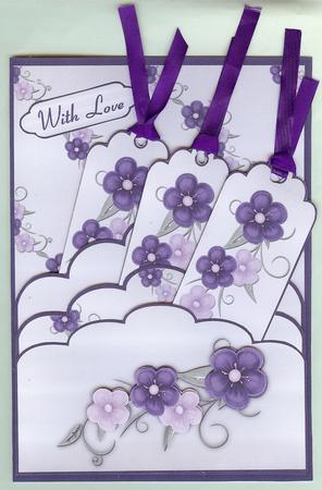 Purple Floral Scalloped Top Pocket Bookmarks Kit by Christine Dixon