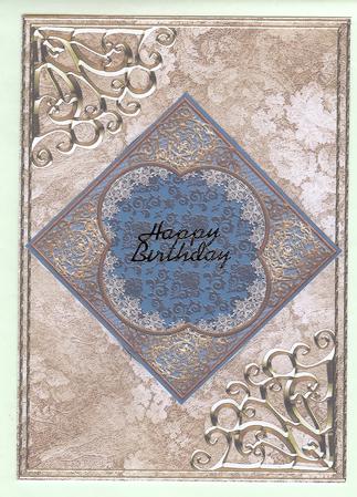 Plain Denim Baroque Style Cut and Folded Card by Christine Dixon