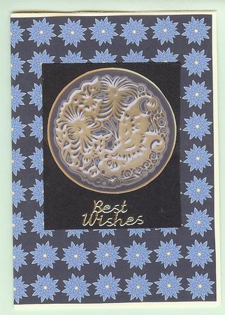 Oriental Blue Flowers Backing Paper (black) by Christine Dixon