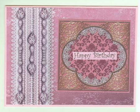 Dusky Pink Baroque Style Cut Fold Portrait Card by Christine Dixon