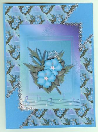 Blue/green Music and Hibiscus Background by Christine Dixon