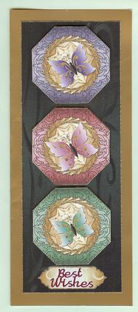 Three Butterflies on Octagon Plates Dl Card 4 by Christine Dixon