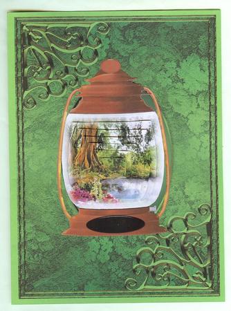 Oil Lantern Pyramid Card Front 1 by Christine Dixon