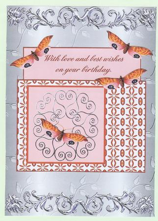 Salmon Butterfly on Silver Scrolls by Christine Dixon