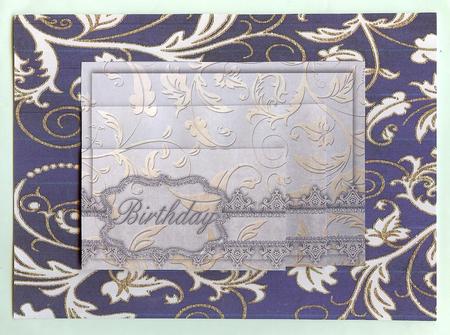 Silver Grey Birthday Fancy One Corner 7x5in Stacker by Christine Dixon