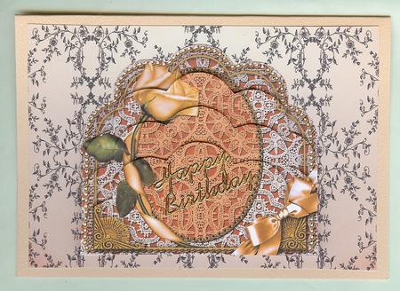 Peach Rose Ornate Scalloped Bottom Stacker by Christine Dixon