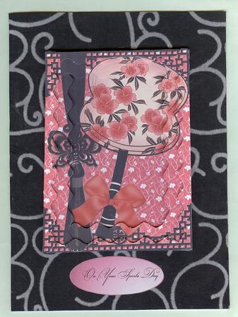 Black Blossom Fan 7x5in Spiral Wavy Edge Stacker by Christine Dixon