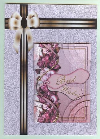 Best Wishes Pink Roses 7x5inch All 4 Corner Stacker by Christine Dixon