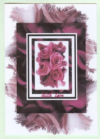 A4 Card Design Feathered Edge Roses by Christine Dixon
