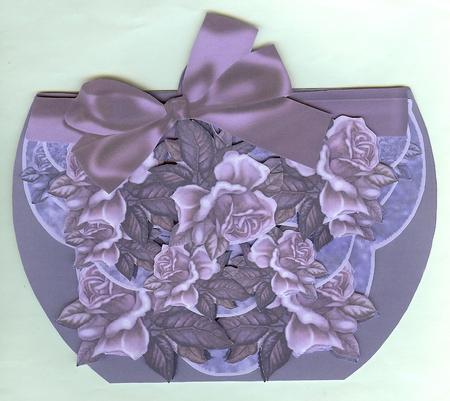Roses in Antique Purple Fold and Flip Card with Instructions by Christine Dixon