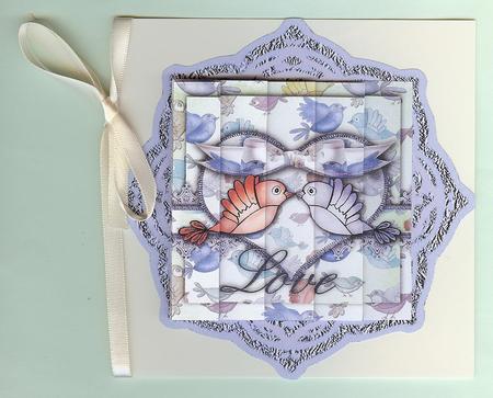 True Lovebirds Blue 5in Square One Corner Stacker by Christine Dixon
