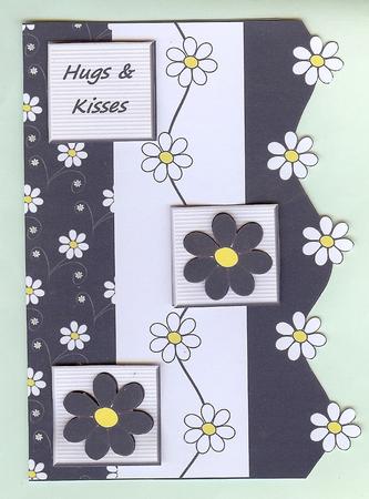 Black & White Daisy Wavy Edged Card Front Pyramage by Christine Dixon