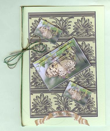 Rice Paper Butterfly Pyramid on Art Deco Ribbon Background by Christine Dixon