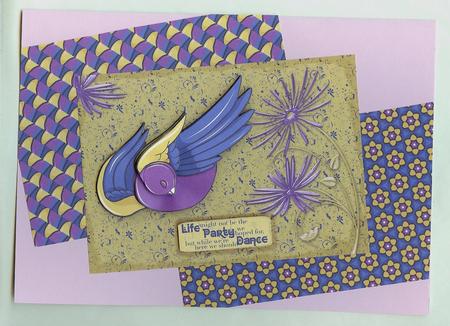 Birdie Buddies 13, Dance Bird Pyramid Decoupage Card Kit by Christine Dixon