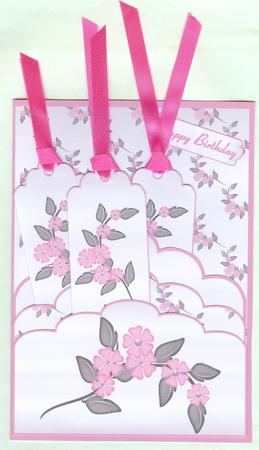 Pink Floral Scalloped Top Pocket Bookmarks Kit by Christine Dixon