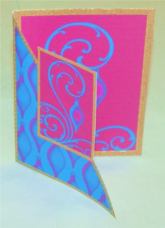 Pink and Turquoise Christmas Ornament Corner Card by Christine Dixon