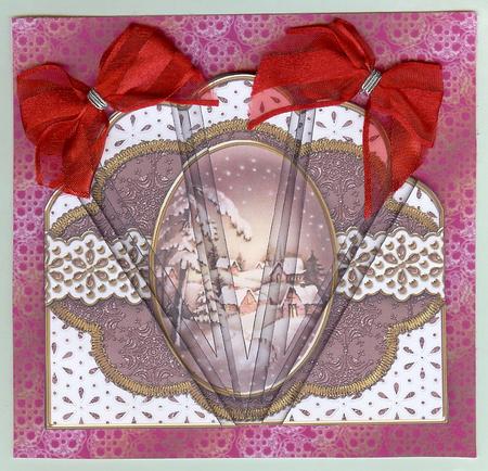 Snowy Village Anglaise Scallop Deco Stacker by Christine Dixon