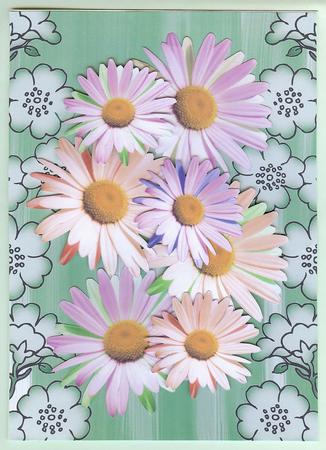 Mint Green Painted Blossom Edge A4 Backing Paper by Christine Dixon