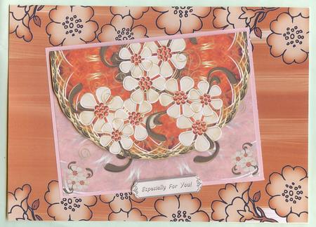 Burnt Orange Painted Blossom Edge A4 Backing Paper by Christine Dixon