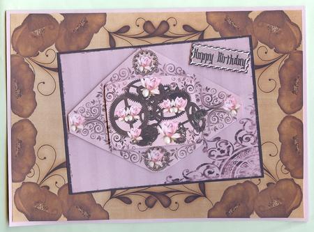 Vintage Tea Poppy Linen Swirl Edge A4 Backing Paper by Christine Dixon
