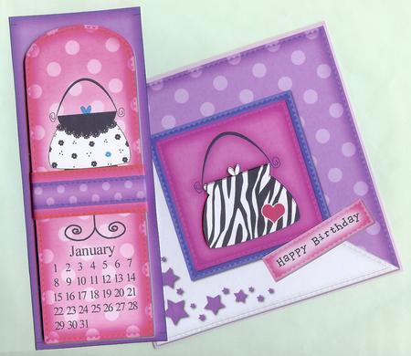 Handbags Everlasting Calendar Bookmark Gift Set N Quick Card by Christine Dixon