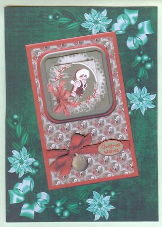 Dark Green White Poinsettia Corners A4 Backing Paper by Christine Dixon