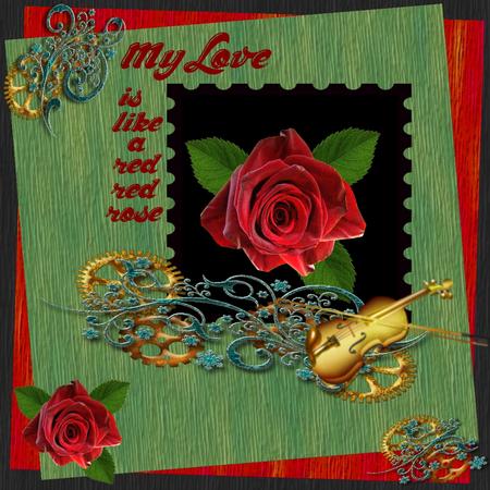 Designer Red Rose with Leaf Layered Png Format by Christine Dixon