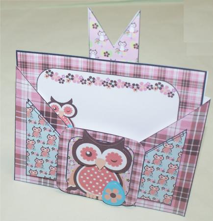 Criss Cross Pocket Easter Owls Card by Christine Dixon